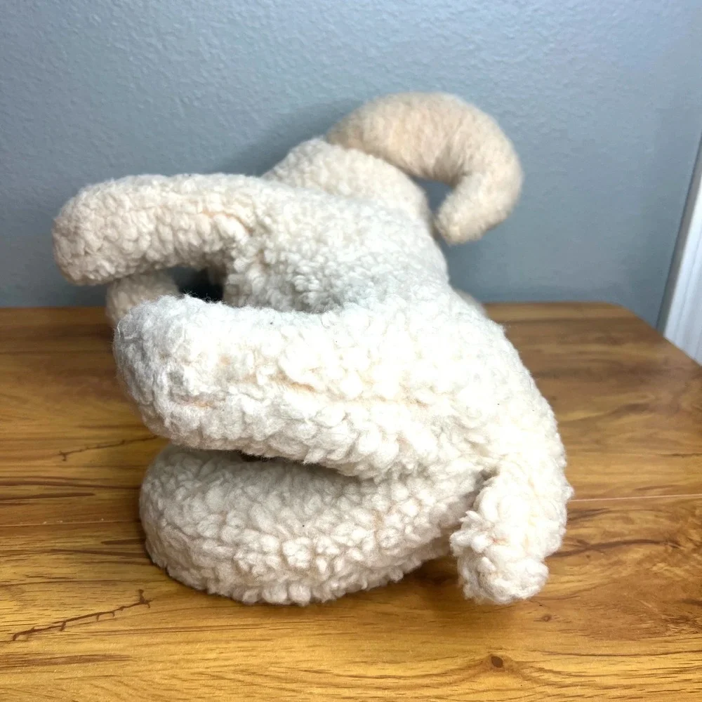 Vintage Ram Mountain Goat Plush Off White Sherpa Stuffed Animal